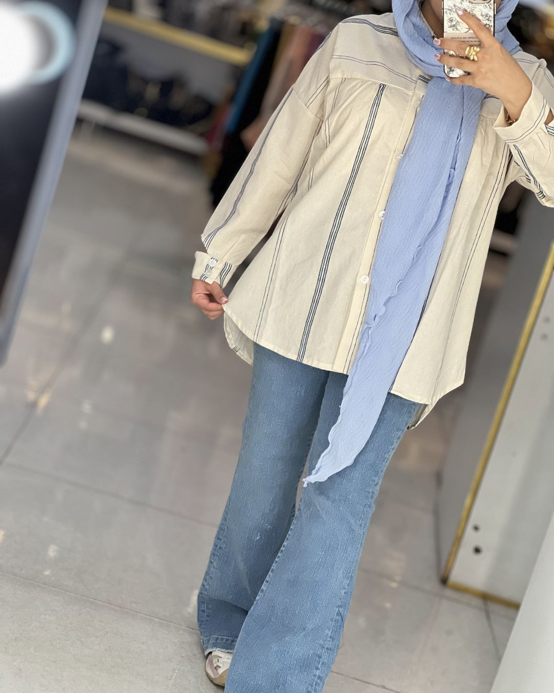 مانتو لینن کنفی راه راه - Image 2