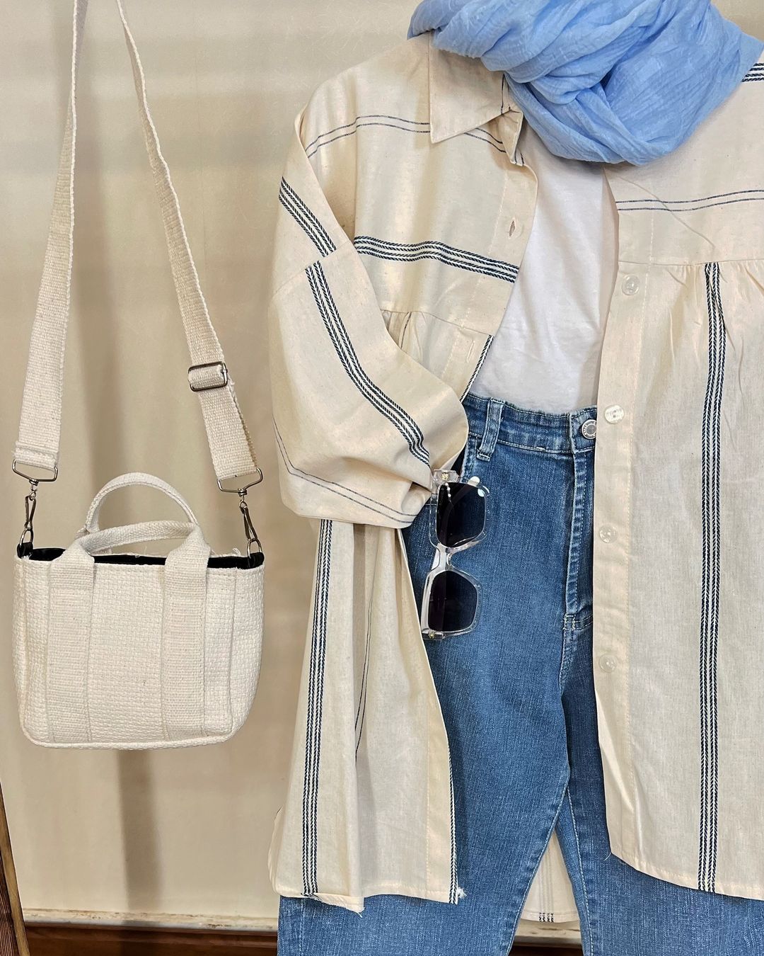 مانتو لینن کنفی راه راه - Image 3